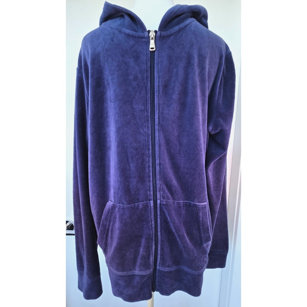 Everlast Velour Zip Hoodie Indigo Blue L Y2K Track Jacket Velvet Size XL Retro